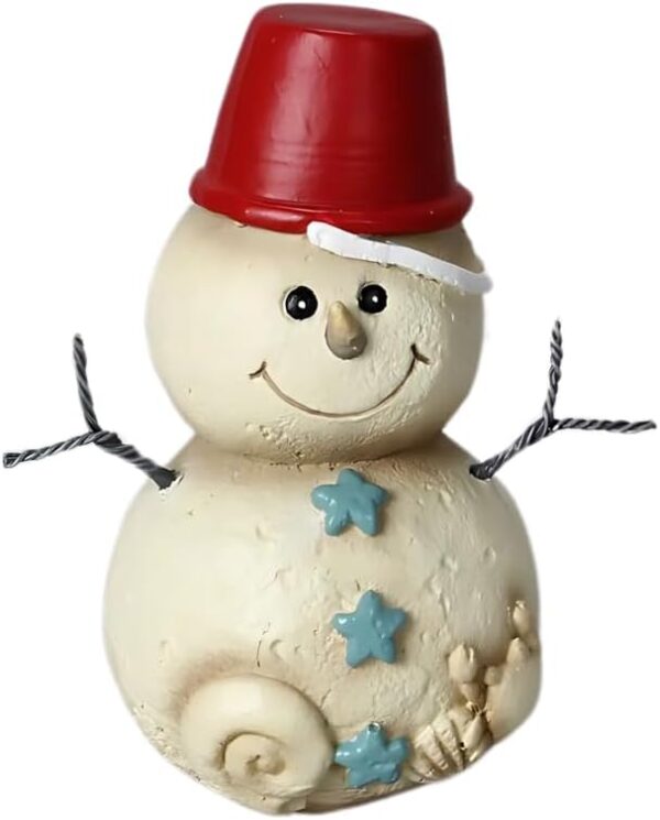 Inc. Resin Standing Coastal Christmas Beach Snowman Figurine - Fun Winter and Christmas Decorations - Holiday Home Decor - 4'' X3'' X5'' - Cream