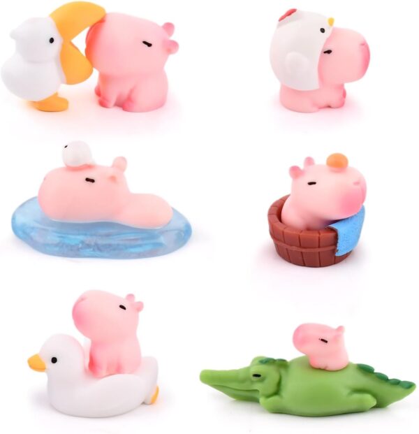 10 Pack Mini Capybara Figures, Resin Miniature Capybara and Crocodile Fairy Garden Decoration, Cute Car Interior Ornaments/Landscape Miniatures/Cake Toppers/Dollhouse/Birthday Decorations