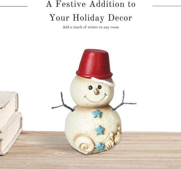 Inc. Resin Standing Coastal Christmas Beach Snowman Figurine - Fun Winter and Christmas Decorations - Holiday Home Decor - 4'' X3'' X5'' - Cream - Image 2