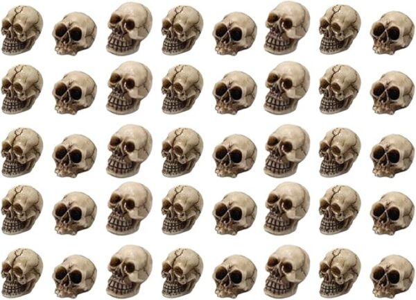 40Pcs Mini Skull Figurine - Halloween Skeleton Head Statue and Miniature Heads for Decoration