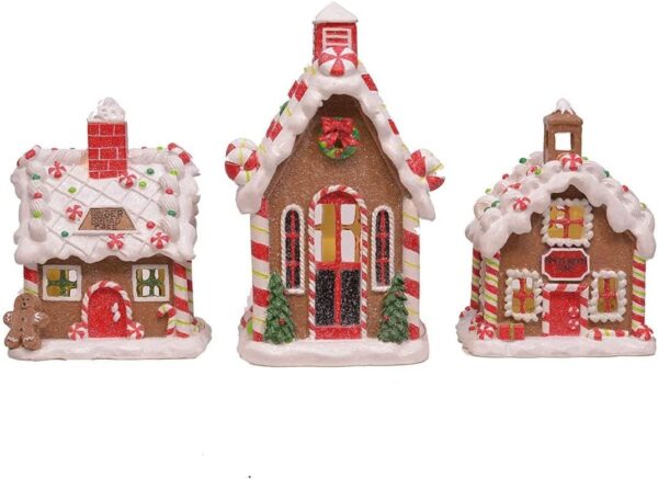 Red 6 inch Porcelain Holiday Tea Light Figurines Set of 3
