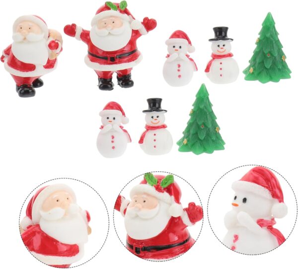 Christmas Small Figures Collection: 8pcs Resin Ornaments Snowman Elk Scene for Desktop Random Style - Image 2