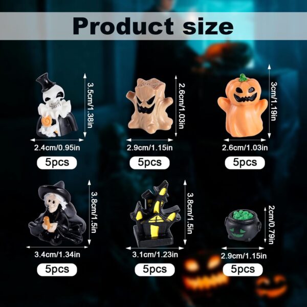 30 Pieces Halloween Miniature Figurines, Halloween Miniature Decorations Small Halloween Resin Ornaments Small Resin Pumpkin Halloween Decorations for  Miniature Landscape - Image 2