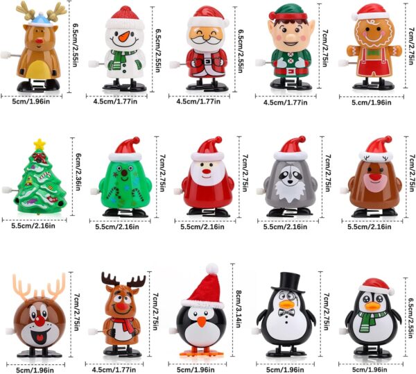 15pcs Christmas Wind Up Toys for Kids, Christmas Stocking Stuffers, Xmas Tree Santa Claus Clockwork Toy, Classes Gifts Kid Christmas Party Favors Goody Bag Filler - Image 2