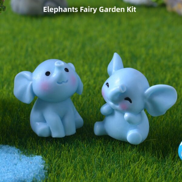 Mini Elephant Figurines, Miniature Elephants Ornament Tiny Animals Wild Elephant Fairy Garden Accessories for Moss Landscape, Potted Plant,  Terrarium, Home Decor, Cake Topper, Car Decor, 4 Pieces - Image 2