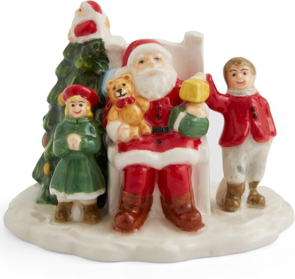 Christmas Tree Miniature Christmas Village Figural Decoration, Snowy Christmas Village Set, Ceramic Holiday Decor - Festive Holiday Decorations for Indoor Display (Santa with Children)