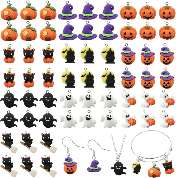 Halloween Christmas Resin Ornaments Crafts, 60 Beaded Miniature Ornaments for Jewelry Making