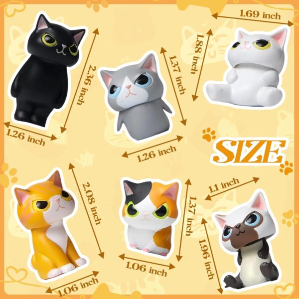 Mini Cat Cute Car Accessories, Resin Cat for Dashboard Decorations, Desk Decorations, Car Ornament Interior Decors Rearview Mirror Funny Gifts 6 Pcs (6 Pcs Disguised Cat) - Image 2