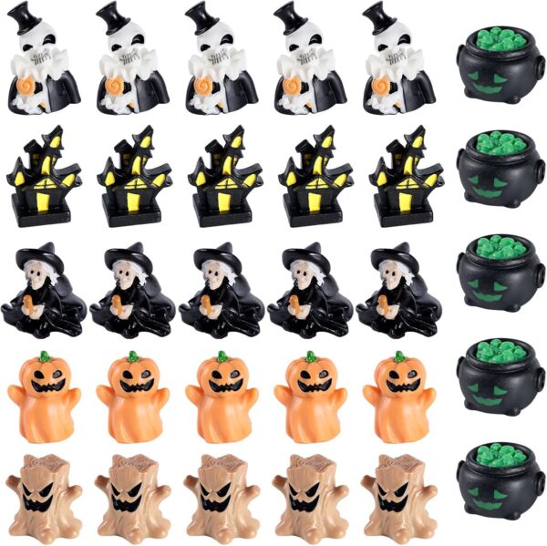 30 Pieces Halloween Miniature Figurines, Halloween Miniature Decorations Small Halloween Resin Ornaments Small Resin Pumpkin Halloween Decorations for  Miniature Landscape
