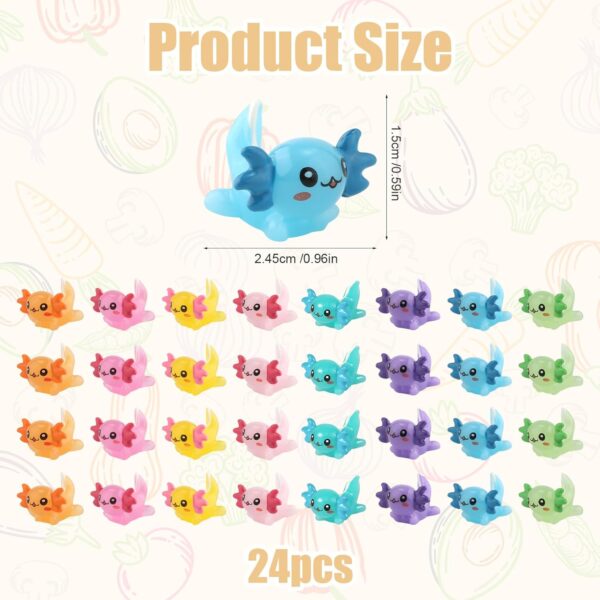 24 Pieces Mini Axolotl Dolls, Small Resin Axolotl Micro Axolotl Charm Tiny Animal Figurine Decoration Toy for  Craft Garden Landscape Dollhouse Pot Plant Decoration (8 Colors) - Image 2