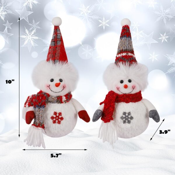 2 Pack Christmas Table Decorations, 10 Inch Lighted Plush Snowmen Figurines, Light Up Snowman Holiday Present, Battery Operated Xmas Gifts Winter Tabletop Ornaments Dinner Party Supplies - Image 2