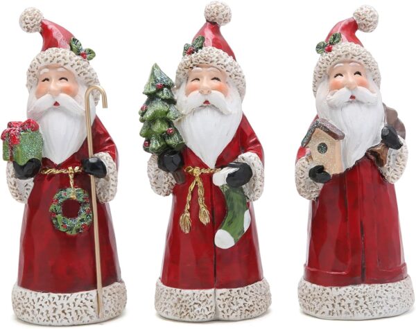 Santa Claus Decorative Figurine - Home Decor - Autumn Thanksgiving - Handcrafted - Perfect Choice for Christmas Home Decor and Indoor Holiday Display(3 PCS) (Red)