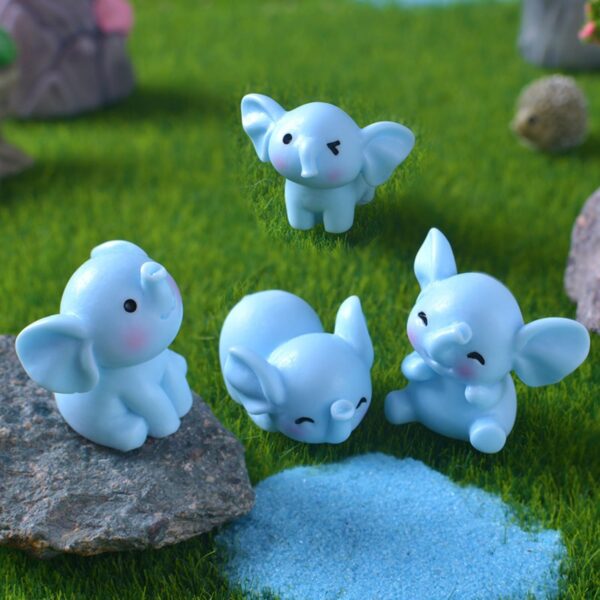 Mini Elephant Figurines, Miniature Elephants Ornament Tiny Animals Wild Elephant Fairy Garden Accessories for Moss Landscape, Potted Plant,  Terrarium, Home Decor, Cake Topper, Car Decor, 4 Pieces