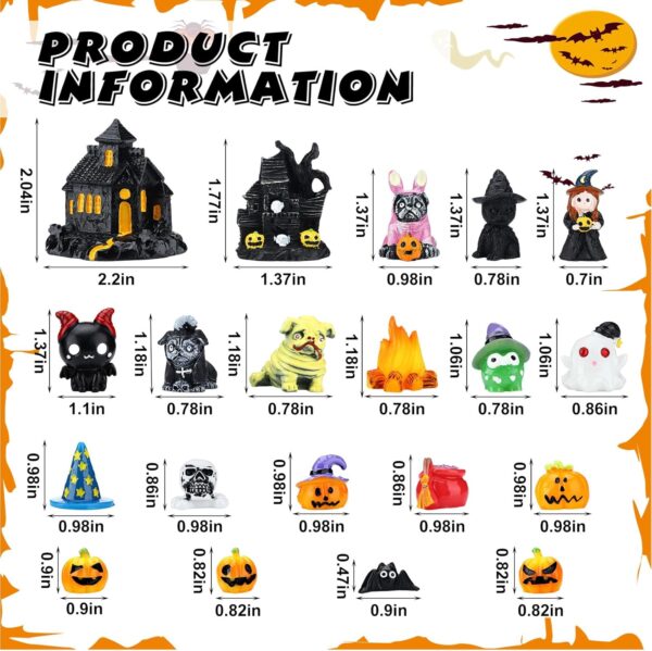 20pcs Halloween Miniature Figurines Mini Resin Pumpkin Ghost Ornaments Small Halloween Garden Miniature Landscape for Halloween Party Village Bonsai Crafts Outdoor Home Garden Decoration - Image 2