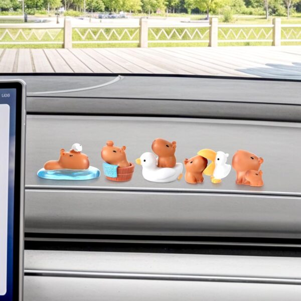 9 Pcs Mini Resin Capybara Figurine for Car Dashboard Cute Car Interior Ornaments Animals Cake Toppers Decoration Miniature Resin Garden Accessories for Bonsai Miniature Landscape Desktop