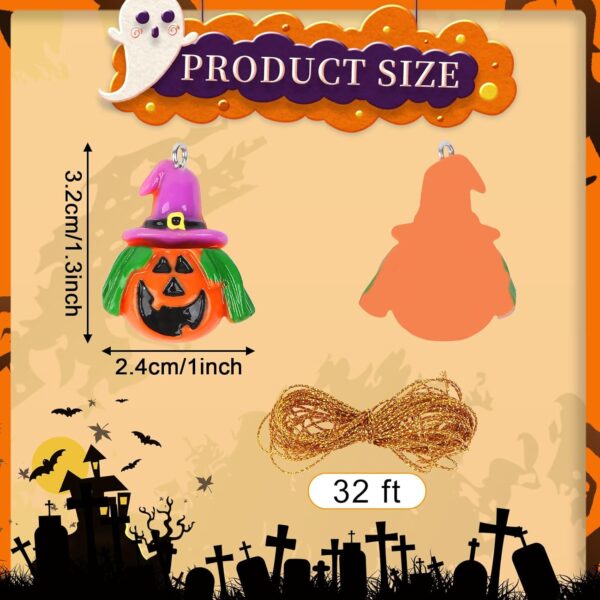 48 Pieces Mini Resin Halloween Decorations Small Halloween Hanging Ornaments for Tree Halloween Miniature Figurines Hanging Ornaments with Rope Resin Pendants for Halloween Party Decoration, Small - Image 2