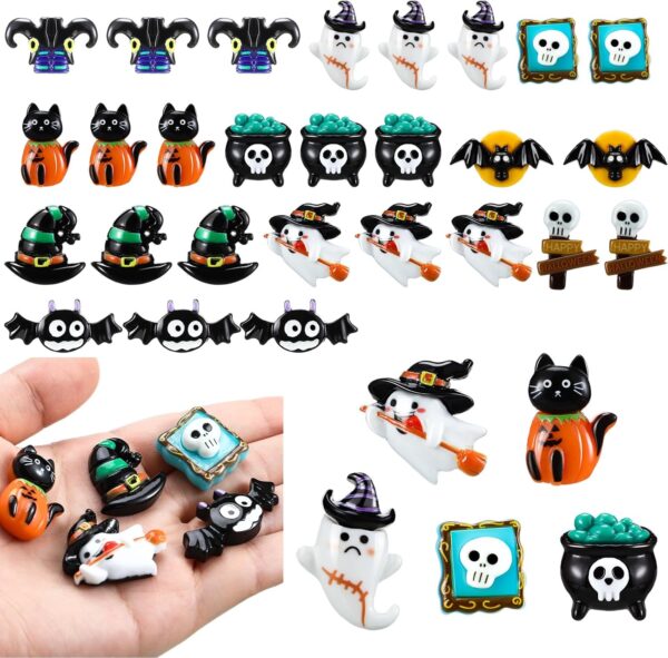 60 Pieces Mini Halloween Micro Garden Figurines Resin Pumpkin Ghost Decorations Mini Halloween Figures for  Garden Accessories Decorations Decorative Party Supplies (Gothic)