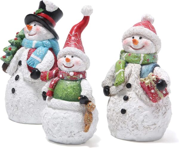 3 PCS Christmas Snowman Family Decorations - Xmas Figurines Winter Decor Handmade for Home Party Gift (Family) - Image 2