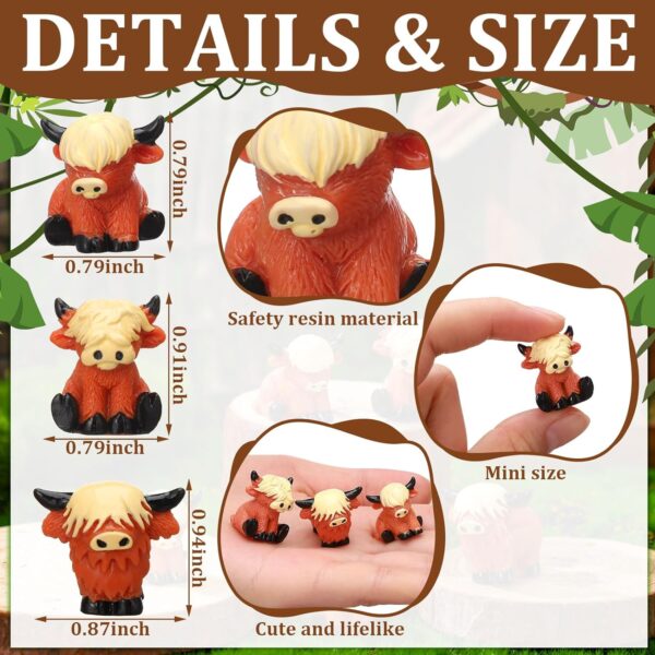 Mini Highland Cow Statue Cute Highland Cow Statue Highland Cow Decoration Handmade Resin Cow Sculpture Decoration Home Bathroom Kitchen Garden Office Desk (100pcs) - Image 2