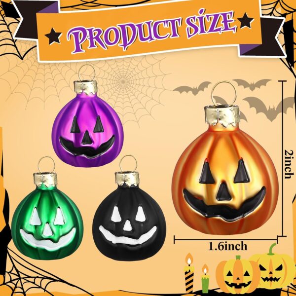 12 Pieces Glass Jack O' Lantern Halloween Decorations Hanging Pumpkin Tree Decorations Mini Pumpkin Hanging Balls for Thanksgiving Halloween Holiday Party Home Decor - Image 2