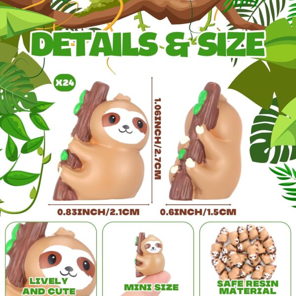 24 Pcs Mini Sloth Figurines Resin Mini Animals Tiny Resin Sloth for Micro Landscape Ornaments Dollhouse Craft Accessories Theme Birthday Baby Shower Party  Bonsai (Brown) - Image 2