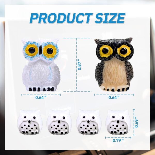 6pcs Cute Resin Mini Owls, Glow-in-the-Dark Little Owl Statue for Dashboard and Desktop Decoration, Car Ornaments, Car Interior Accessories - Image 2