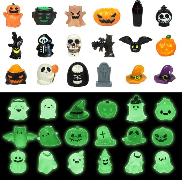 36pcs Halloween Mini Resin Figures Glow in the Dark Miniature Statues Aquarium Ornaments Garden Dollhouse Home Halloween Party - Image 2
