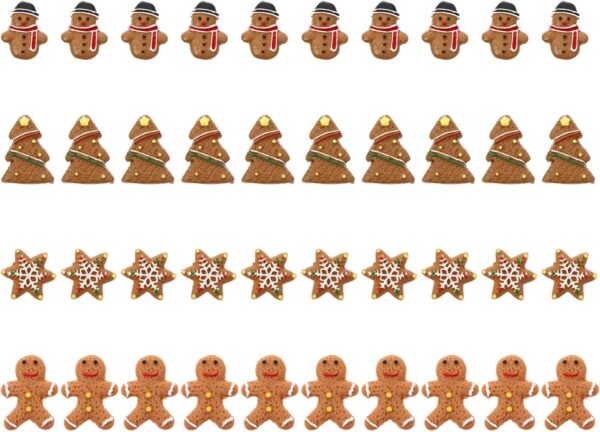 40pcs Christmas Gingerbread Men Ornaments Mini Resin German Doll Charms Seasonal Holiday Decorations Mixed Style