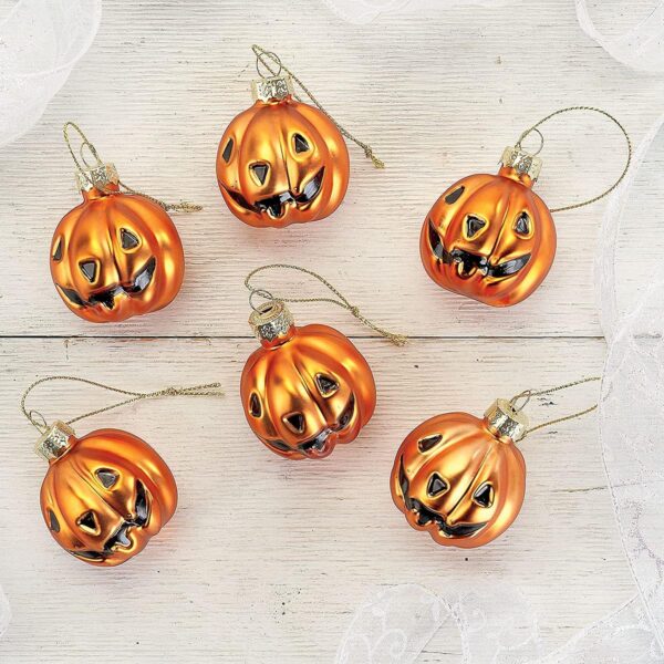 Glass Jack-o'-Lantern Halloween Decorations - Set of 12, Holiday Home Decor