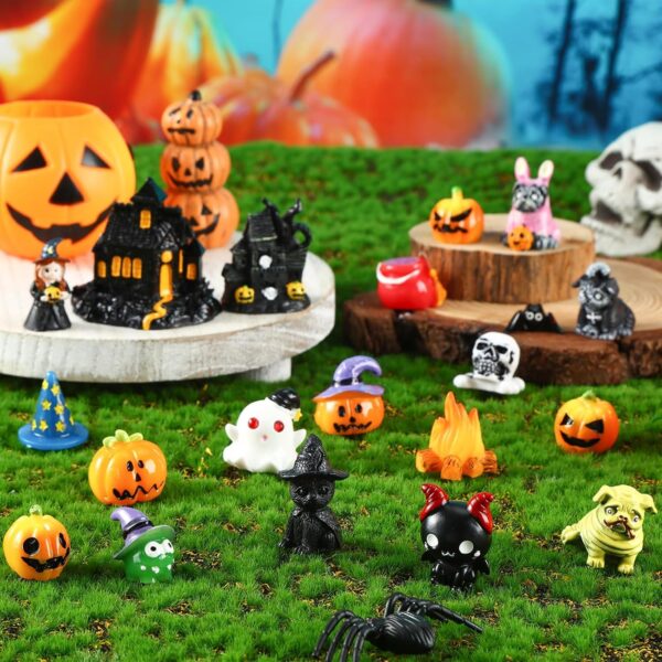 20pcs Halloween Miniature Figurines Mini Resin Pumpkin Ghost Ornaments Small Halloween Garden Miniature Landscape for Halloween Party Village Bonsai Crafts Outdoor Home Garden Decoration