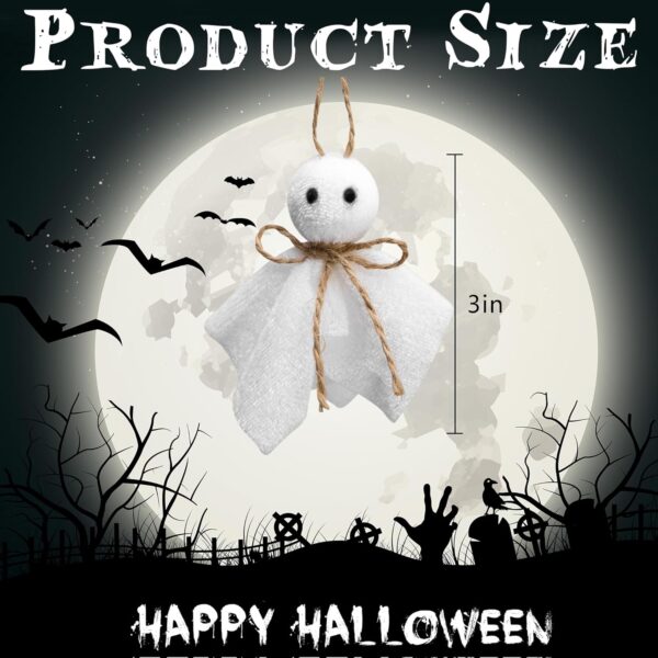 16 Piece Halloween Ghost Hanging Ornaments - 3 Inch Small Hanging Ghost Tree Decorations - Farmhouse Rustic Fabric Ghost Hanging Decorations Haunted House Party Yard Tree Decorations - Image 2