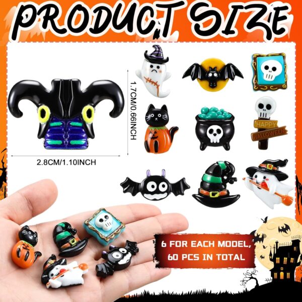 60 Pieces Mini Halloween Micro Garden Figurines Resin Pumpkin Ghost Decorations Mini Halloween Figures for  Garden Accessories Decorations Decorative Party Supplies (Gothic) - Image 2