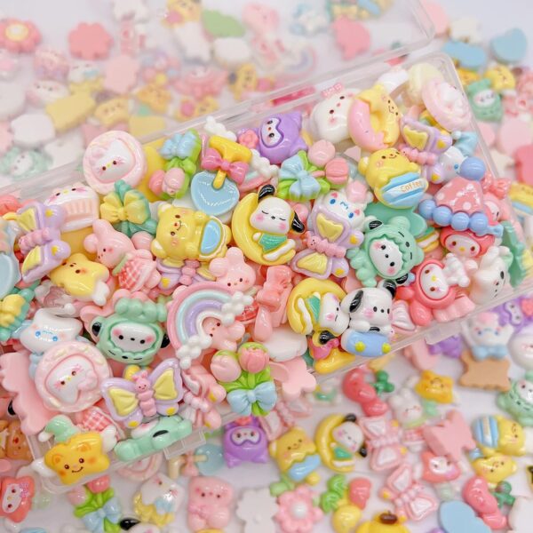 60pcs Slime Charms Cute Set, Bulk Mixed Resin Charm Set for Decorating Scrapbooking - Image 2